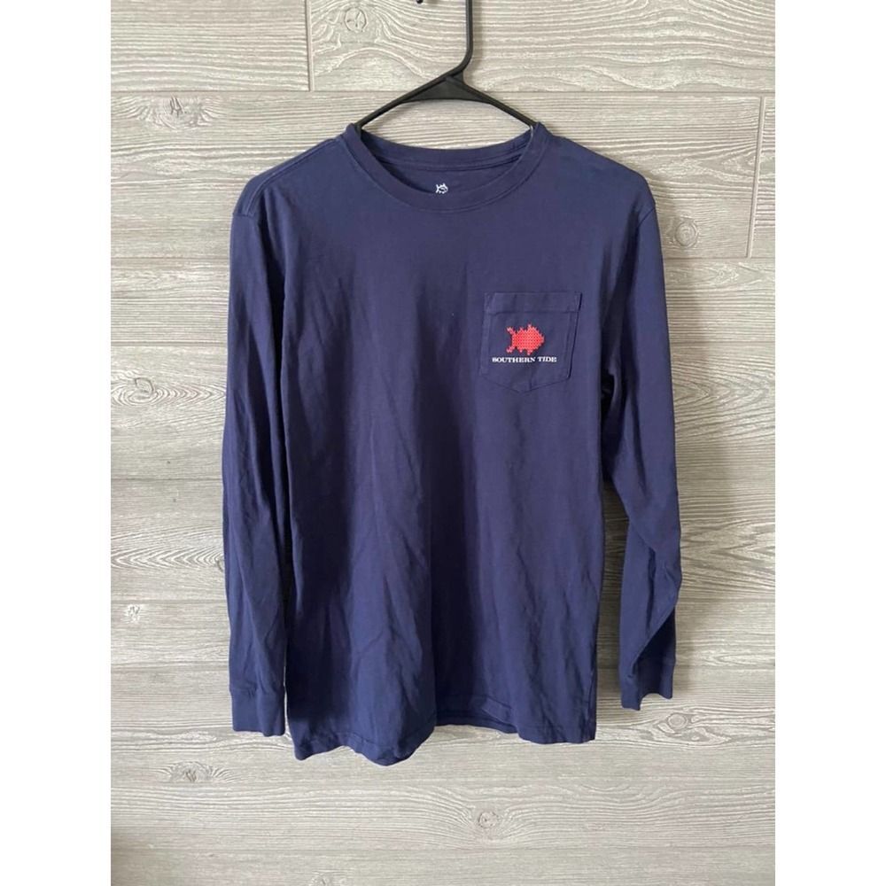 Southern tide long sleeve navy winter snowflake shirt small